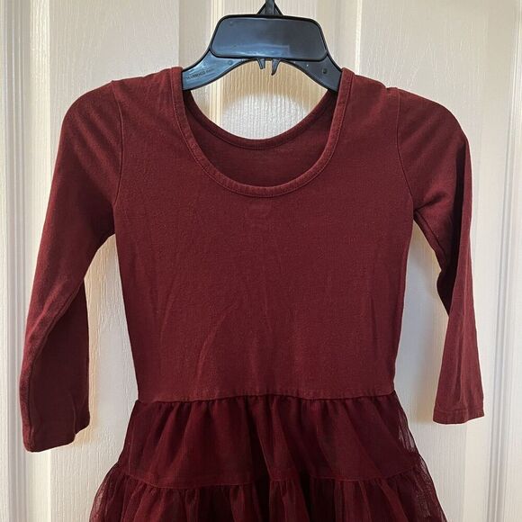 Old Navy Girls Scoop Back Tutu Tulle Dress Long Sleeve Marin Berry Girls Size 4T - Picture 10 of 12